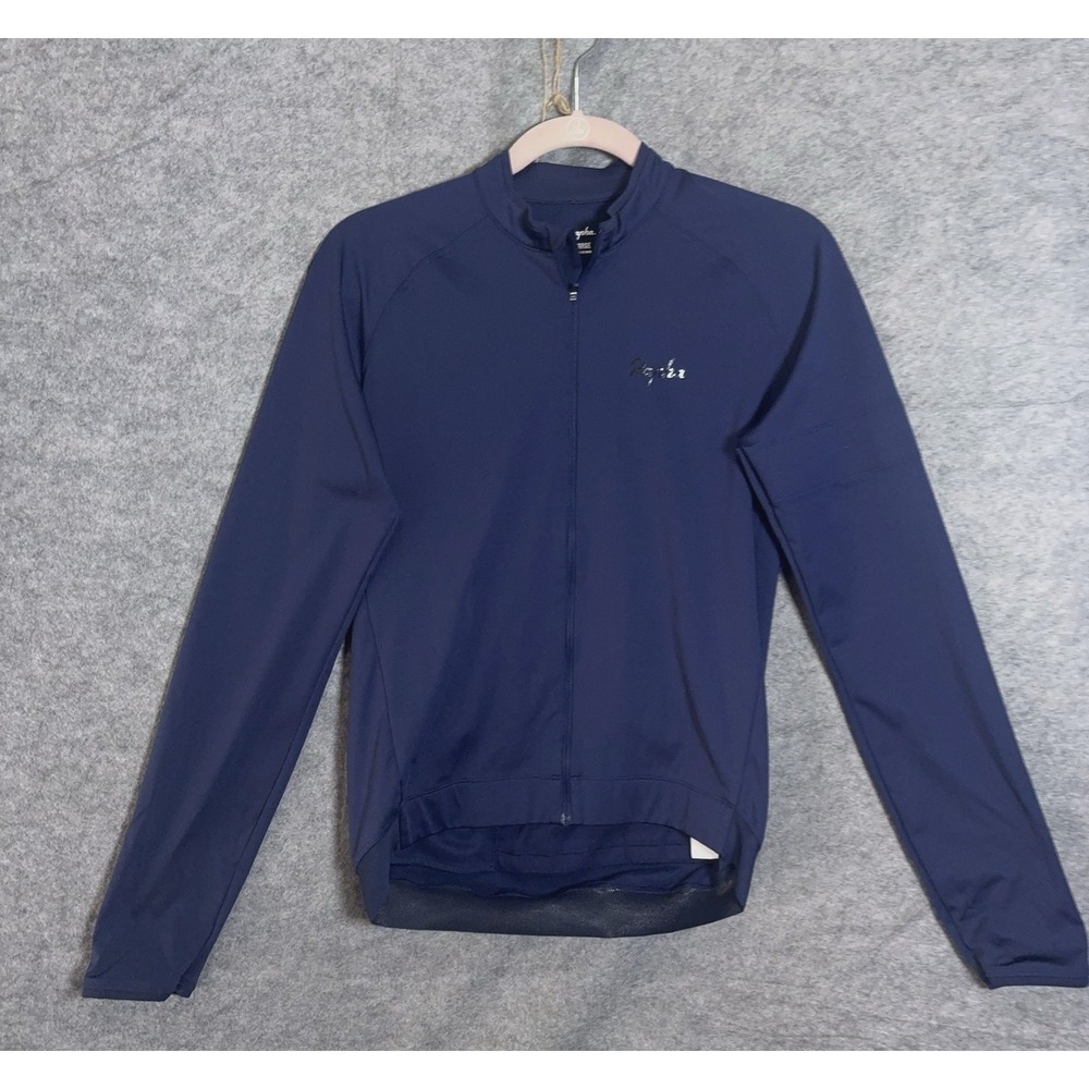 Rapha Long Sleeve Core Jersey Mens Sz L Blue Full Zip Pockets Cycling